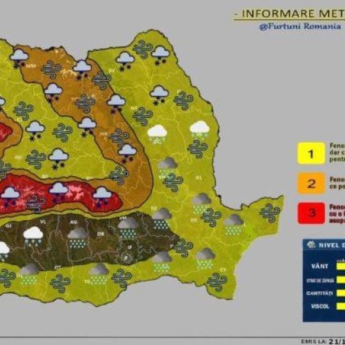 Cod galben de ploi și vânt în județul Botoșani