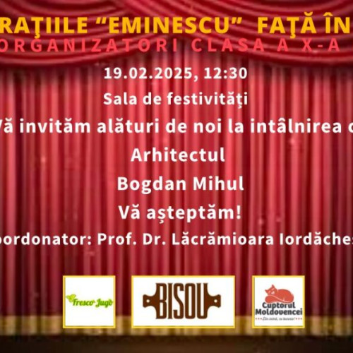Elevii Colegiului "Mihai Eminescu" din Iași se întâlnesc cu arhitectul Bogdan Mihul