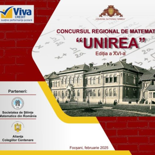 Concursul Interjudetean de Matematica "UNIREA" se va desfășura la Focșani