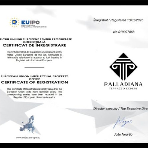 Marca PALLADIANA a fost înregistrată la nivel european