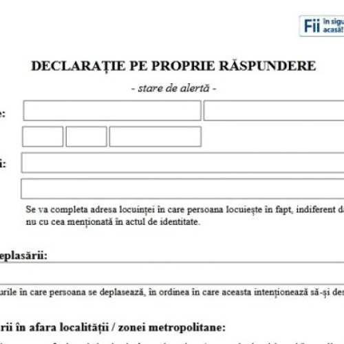 Noua Declarație Pe Propria Răspundere Pentru Deplasări în Starea de Alertă