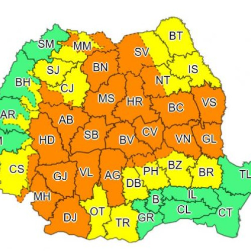 Județul Teleorman, sub cod galben pentru ploi și vijelii