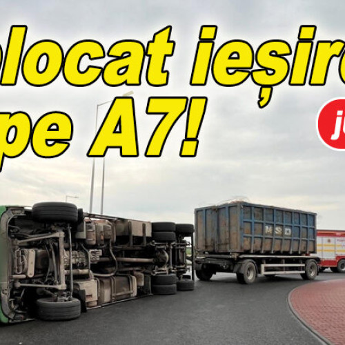 Accident rutier la Scurtești: camion răsturnat, șofer rănit