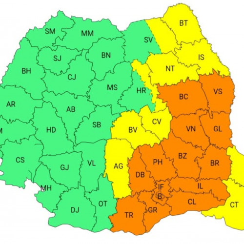 Județul Galați sub Cod portocaliu de ploi