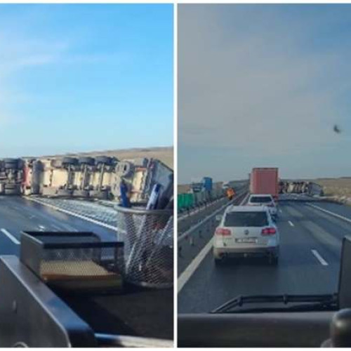 Un TIR plin cu usturoi s-a răsturnat pe autostradă în Recaș - Știri Video