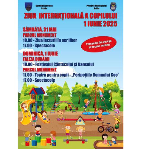 Braila sărbătorește Ziua Internațională a Copilului cu un program special în parc și pe faleză
