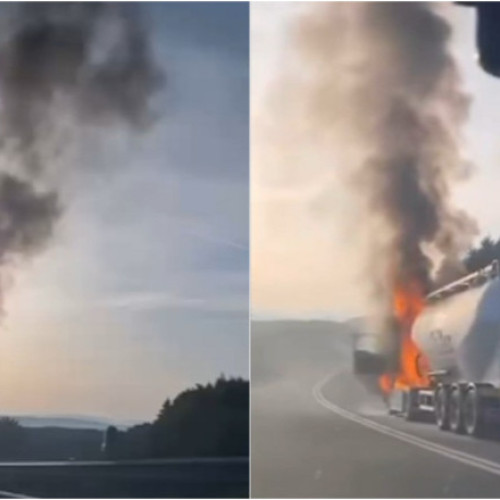 Incendiu la un camion cu ciment pe centura Apahida-Valcele, Cluj