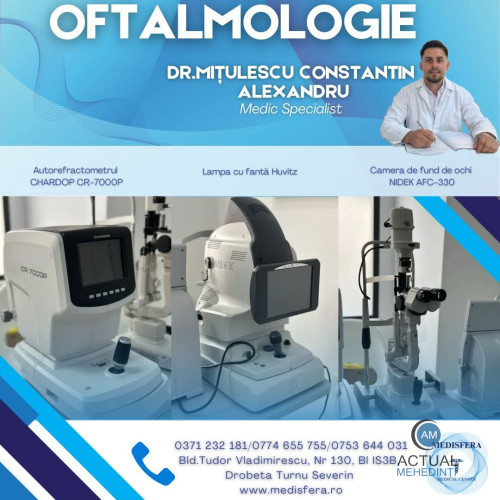 Clinica Medisfera utilizează echipamente moderne pentru sănătatea ochilor, cu sprijinul medicului Constantin Mitulescu