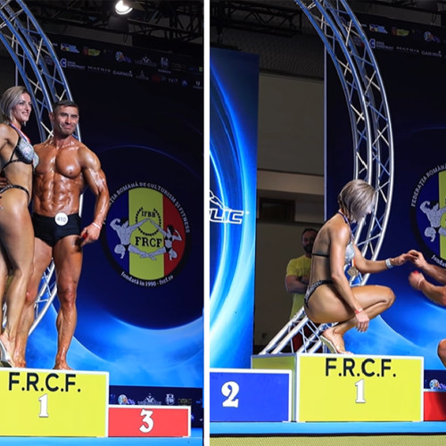 Cerere în căsătorie inedită la campionatul național de culturism