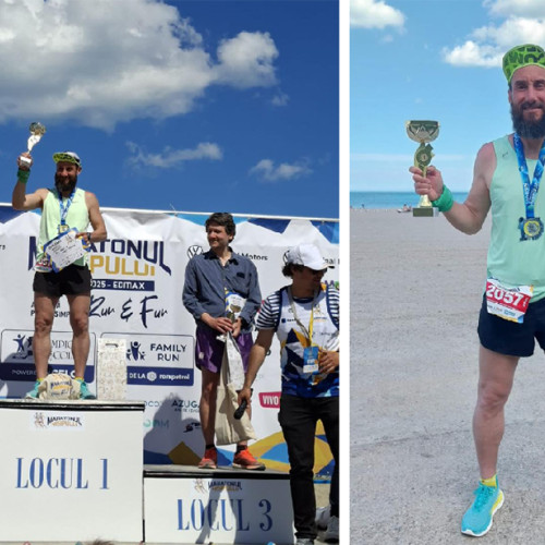 Ionuț, sportiv al CS Medgidia, a câștigat locul întâi la open în proba de 21 km la maratonul din 2025