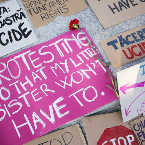 Protest în Piața Victoriei după o serie de femiciduri în România