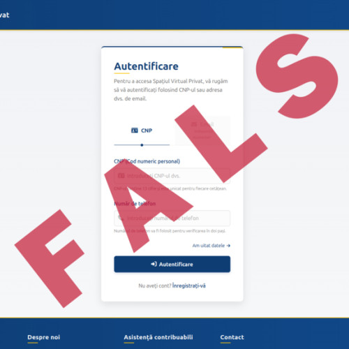 Avertizare de la ANAF privind un site fraudulos de impostor