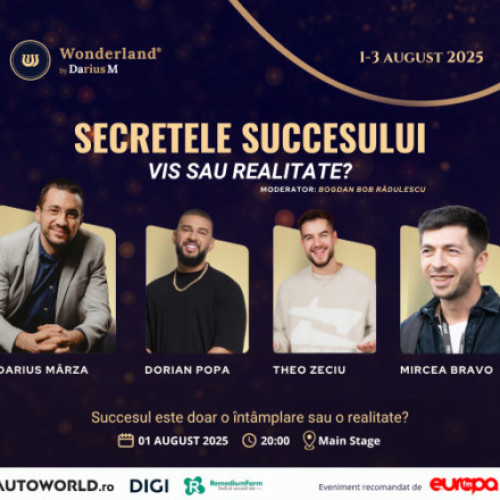 ”Secretele succesului. Vis sau realitate?” Wonder Family Fest aduce, în prima zi, pe scena principală, patru voci sinonime cu succesul