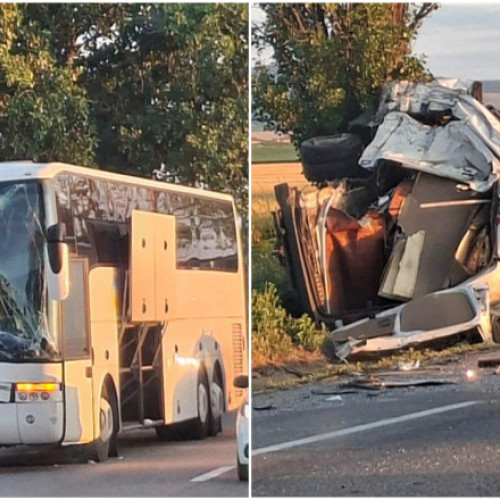 Video Accident grav pe DN2, în Bacău. Plan roșu activat: un autocar cu 60 de pasageri s-a ciocnit cu un microbuz. Un mort, mai mulți răniți