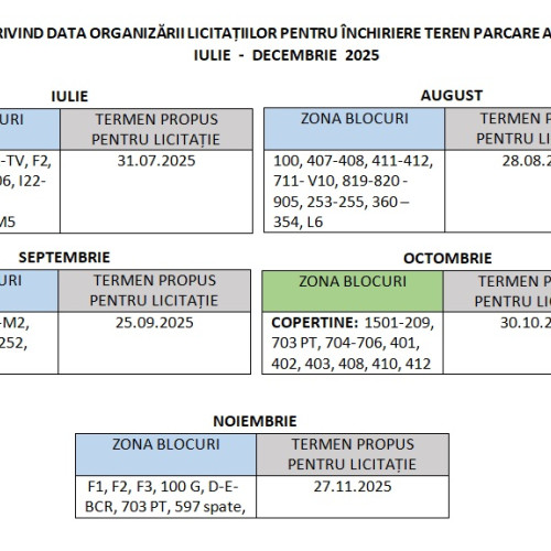 Planificarea licitațiilor publice pentru parcări – terenuri și copertine în Alexandria