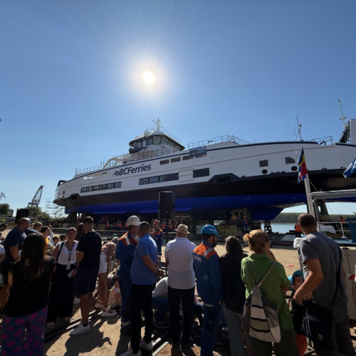 Lansarea unui nou feribot din clasa Island la șantierul Damen Galați