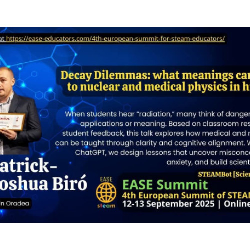 Orădean de 24 de ani va susține o prezentare la summitul STEAM Educators