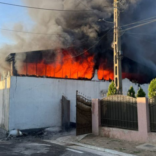 Incendiu într-o hală din Galați: focul se extinde în zona de producție și depozitare
