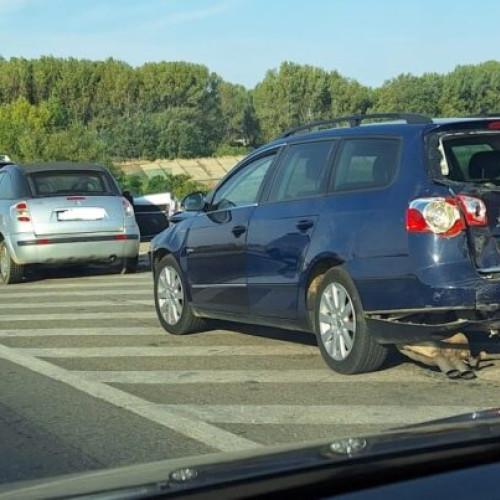 Tamponare în lanț la ieșirea din Slatina spre Slătioara, după Podul Olt
