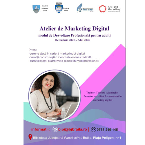 Atelier gratuit de marketing digital pentru adulți la Biblioteca Județeană Brăila