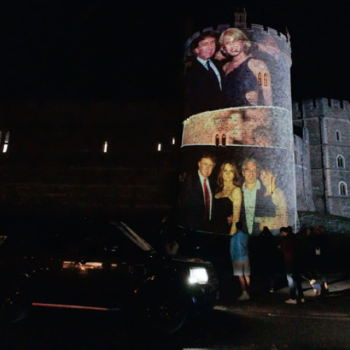 Patru activiști au fost arestați după ce au proiectat imagini cu Trump și Epstein la castelul Windsor