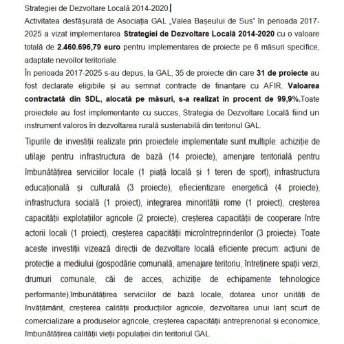 GAL Valea Bașeului de Sus a încheiat cu succes implementarea Strategiei de Dezvoltare Locală 2014-2020