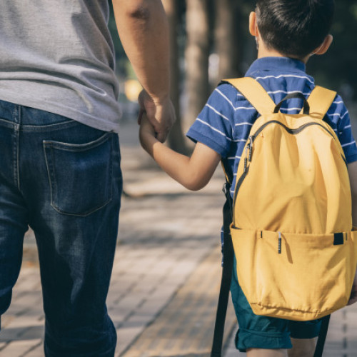 Elevii din Sfântu Gheorghe merg pe jos la școală însoțiți de voluntari