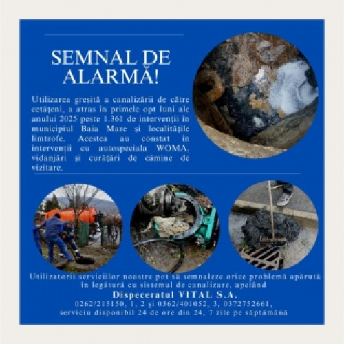 Probleme majore în sistemul de canalizare din Baia Mare din cauza șervețelelor umede