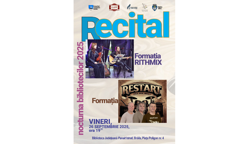 Concert folk la Biblioteca Județeană „Panait Istrati” în cadrul „Nocturnei Bibliotecilor”