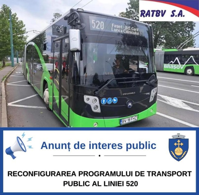 Modificări în programul liniei 520 de transport public la Prejmer începând cu 15 noiembrie