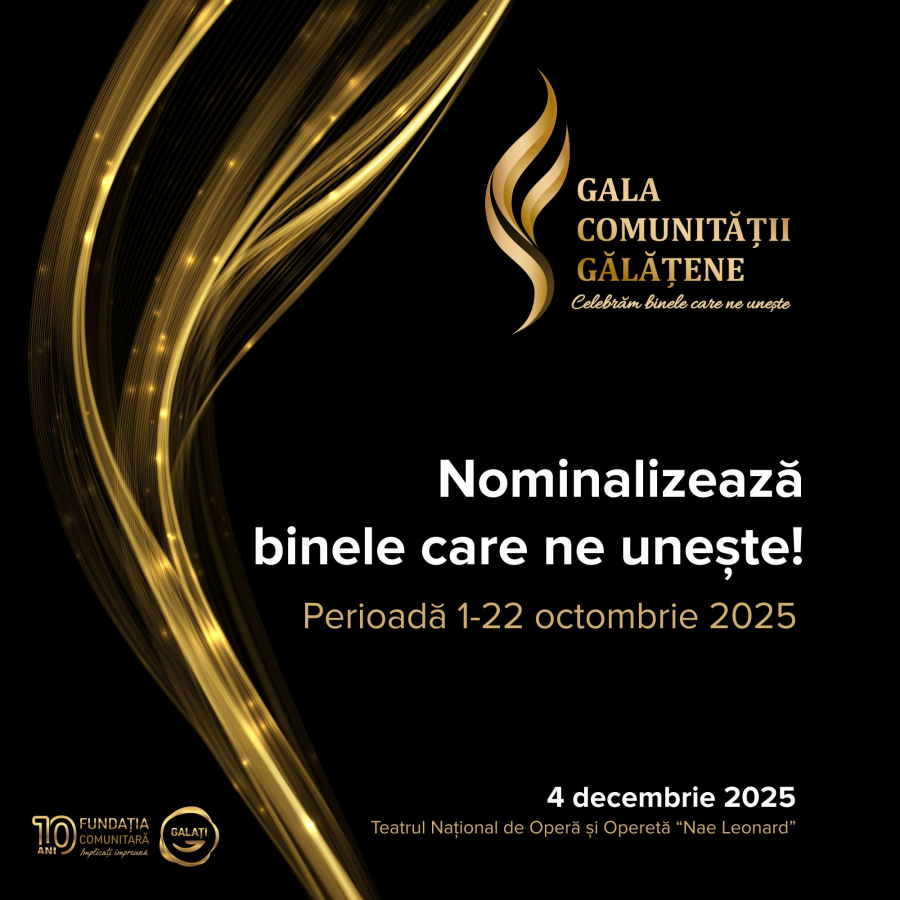 Gala Comunității Gălățene 2025 a început perioada de nominalizări
