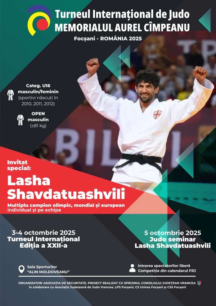 Turneul internațional de judo Memorialul Aurel Cîmpeanu revine la Focșani în octombrie 2025