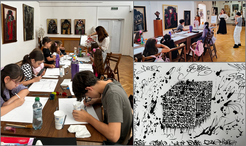 Copiii explorează forme geometrice prin desen la Muzeul de Artă Constanța