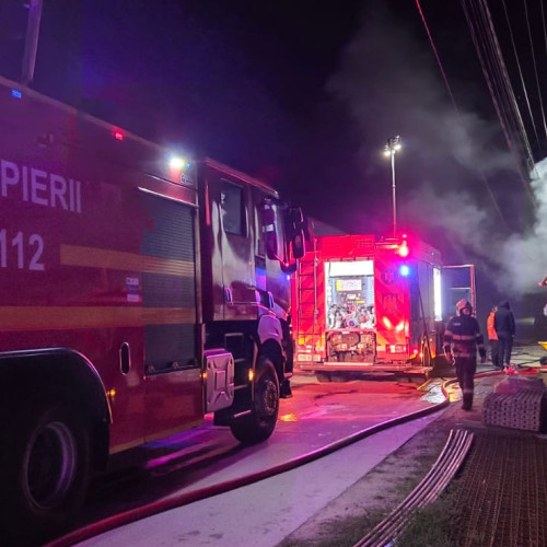Incendiu major în comuna Dumbrăveni a cuprins două hale industriale