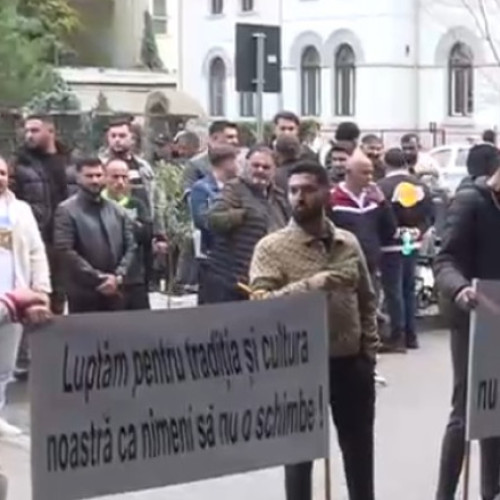 Protest al romilor la Târgu Jiu împotriva interzicerii căsătoriilor între minori