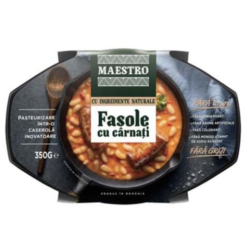 Carrefour retrage de pe piață fasole cu cârnați din cauza unui posibil corp străin