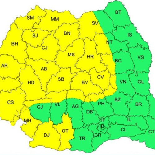 Cod galben de vânt puternic anunțat pentru județul Vrancea și alte regiuni montane
