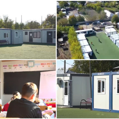 Peste 200 de elevi din Galați învață în containere din cauza reabilitării școlii întârziate