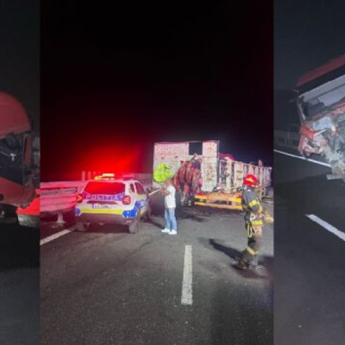 TIR intră în parapet pe Drumul Expres 12, traficul este dirijat de poliție