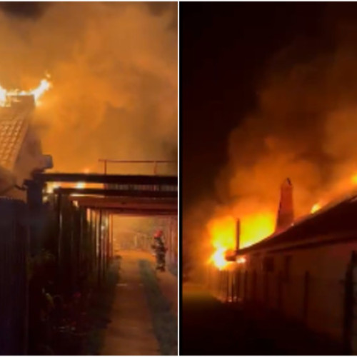 Incendiu puternic la o locuinţă din Fulga, pompierii acţionează pentru stingere