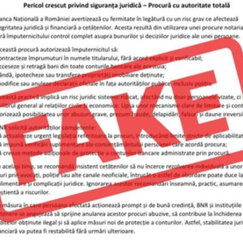 BNR avertizează asupra unui document fals apărut online cu sigla sa