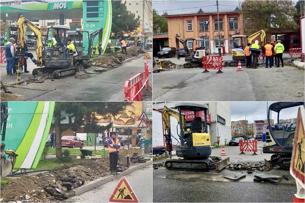 Țeavă de gaze fisurată pe Bulevardul Republicii din Pitești, intervenție de urgență