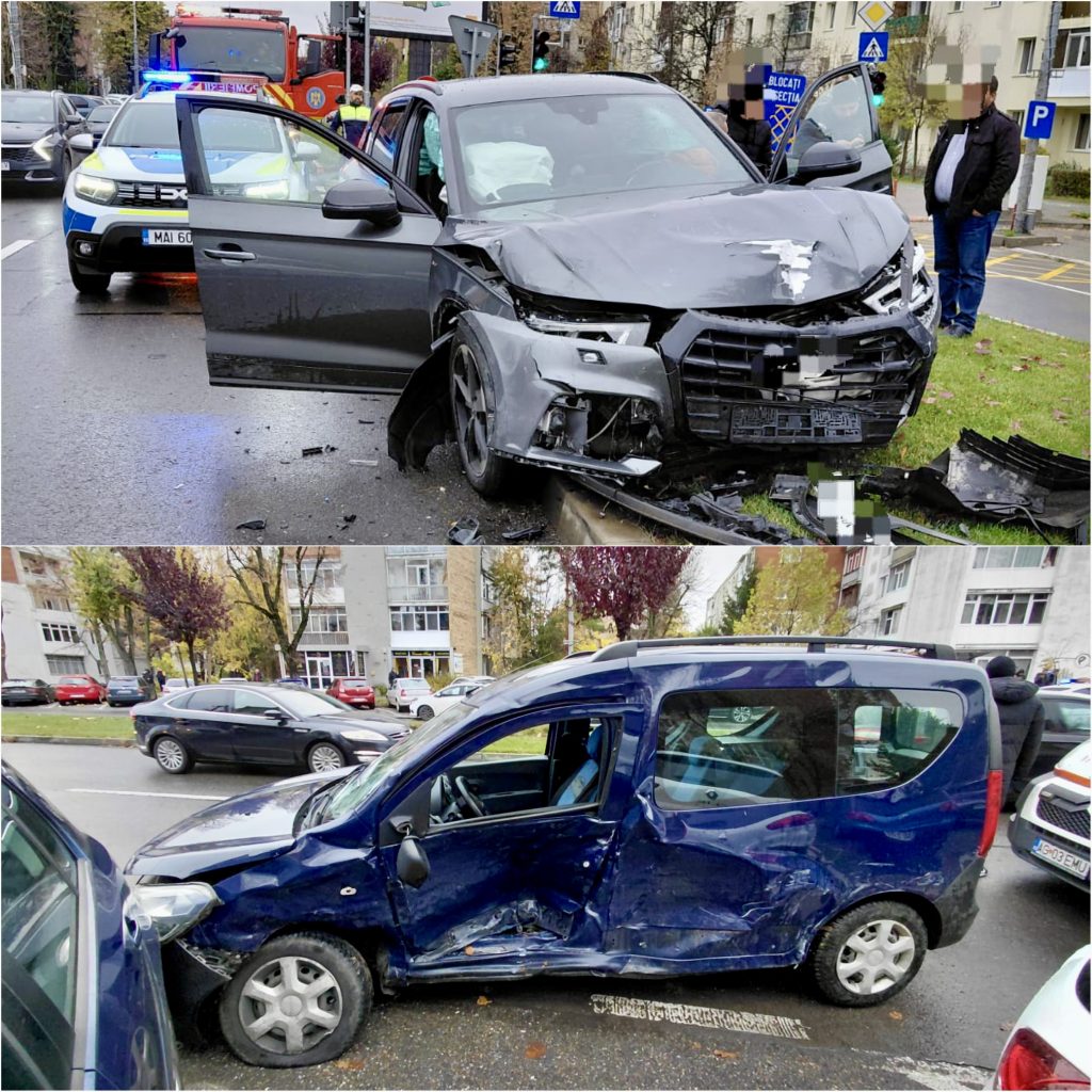 Trei persoane rănite după un accident între două mașini pe Calea București