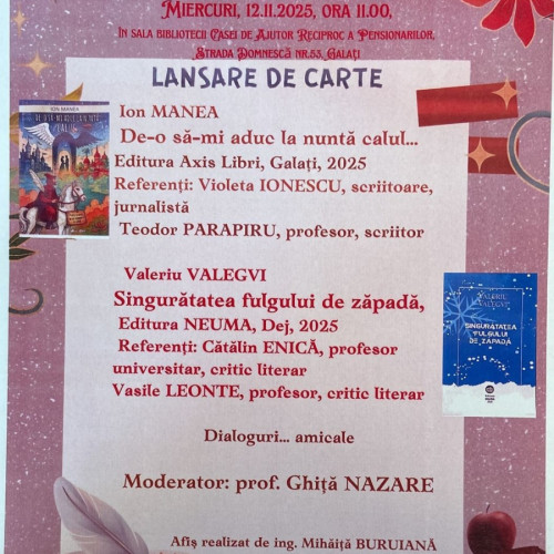 Dublă lansare de carte la Salonul Cultural Armonii de toamnă din Galați