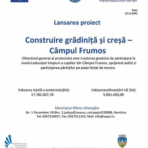 Proiect pentru creșterea participării la educația timpurie în Câmpul Frumos
