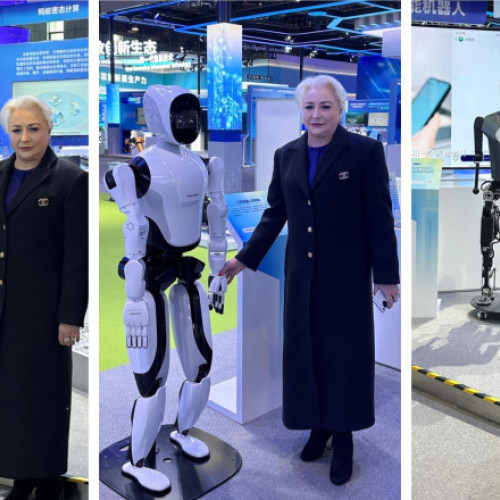 Viorica Dăncilă a vizitat un târg tehnologic din Beijing și s-a fotografiat cu roboți umanoizi