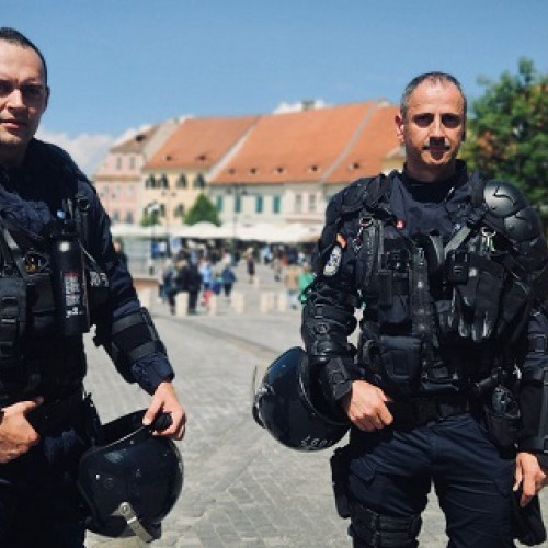 Jandarmii asigură ordinea la meciul Under 21 România – Spania de la Sibiu