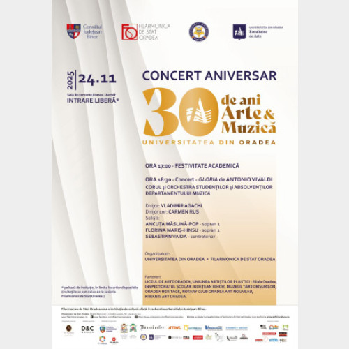 Concert aniversar la Filarmonica din Oradea, dedicat Facultății de Arte
