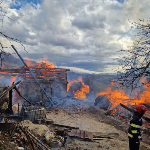 Incendiu puternic la anexă gospodărească în Poiana Mărului