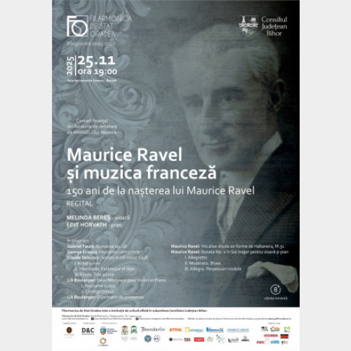 Filarmonica de Stat Oradea organizează un recital dedicat lui Maurice Ravel